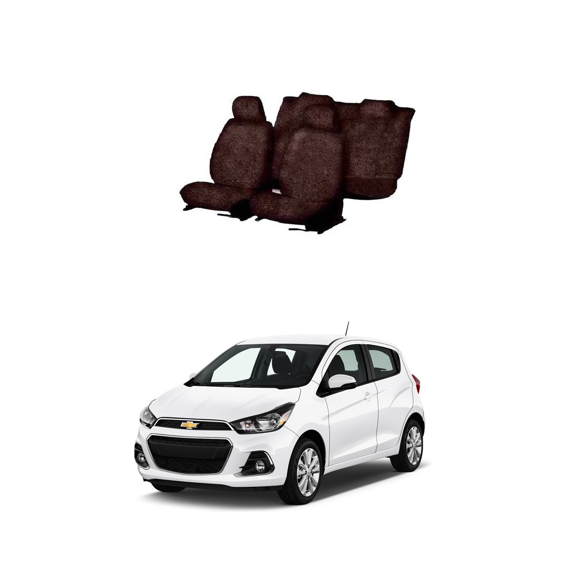 Cotton Towel Car Seat Cover for Chevrolet Spark (Coffee)